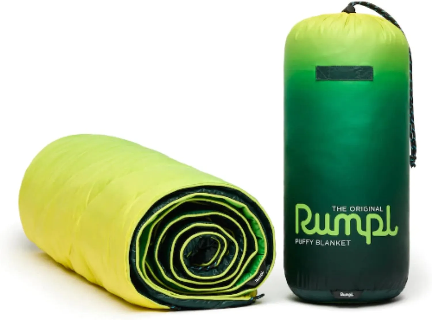 Rumpl Original Puffy Blanket - Warm Puffy Camping Blanket, 100% Recycled Polyester Insulation, Lightweight, Packable, Water-Resistant, Outdoor Puffer Blanket, 52"x75", V1, Forest Fade