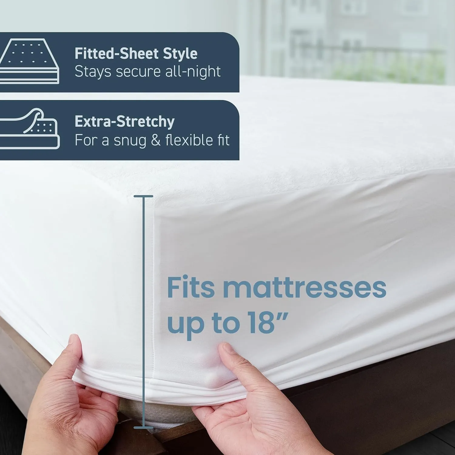 SafeRest Mattress Protector College Dorm Room, New Home, First Apartment Essentials - Cotton, Waterproof Mattress Cover Protector and Encasement - Premium (Original (Cotton Terry), Queen)