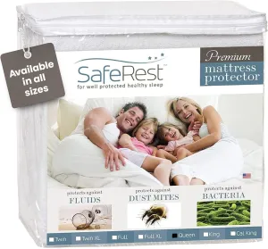 SafeRest Mattress Protector College Dorm Room, New Home, First Apartment Essentials - Cotton, Waterproof Mattress Cover Protector and Encasement - Premium (Original (Cotton Terry), Queen)