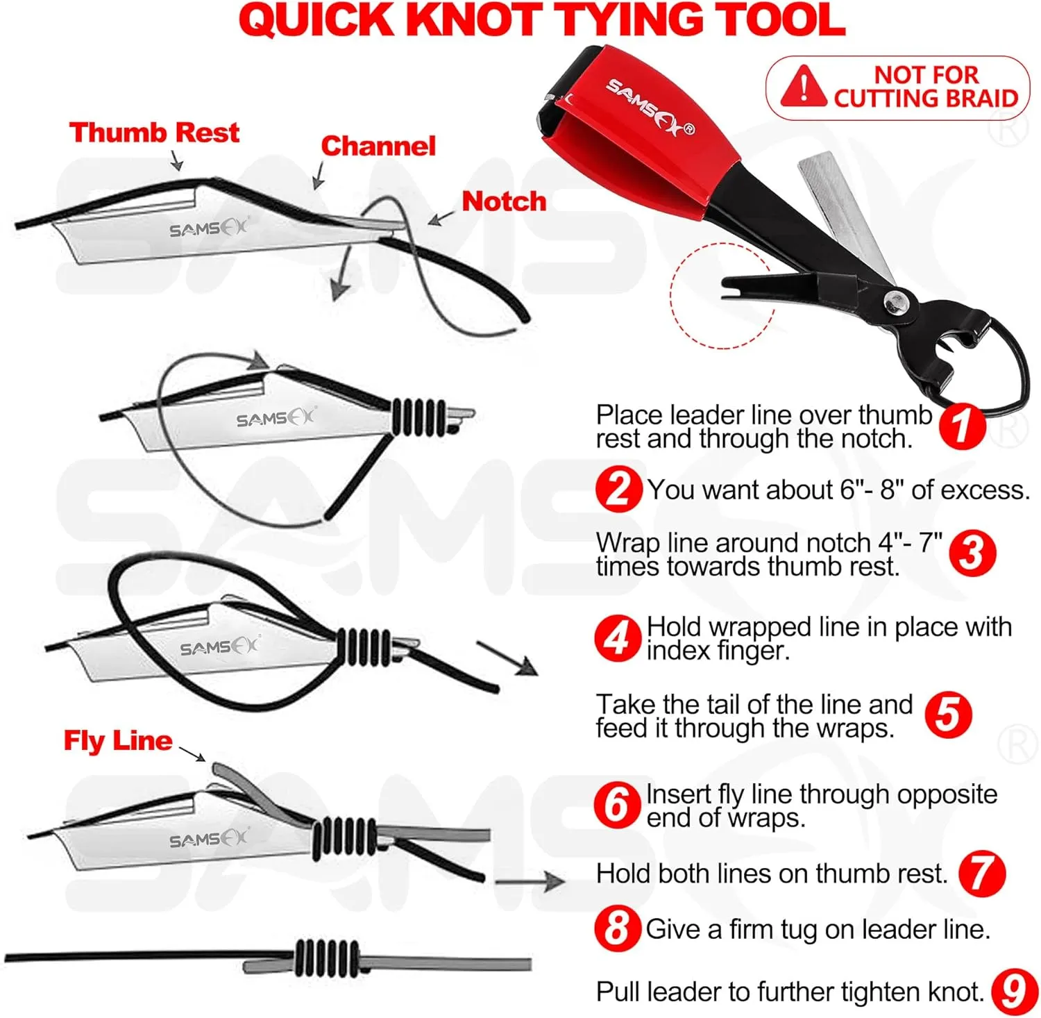 SAMSFX Aluminum Fishing Pliers Hook Remover Braid Line Cutter with Coiled Lanyard, Fly Fishing Knot Tying Tool & Retractors