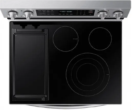 Samsung NE63A6751SS - NE63A6751SS/AC Range, 30 inch Exterior Width, Electric, Self Clean, Convection, 5 Burners, Air Fry, 2 Ovens, Stainless Steel colour Dual Fan True European Convection, FlexDuo w/ Dual Door, Aluminum Griddle,Soft Close Door