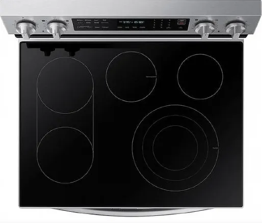 Samsung NE63A6751SS - NE63A6751SS/AC Range, 30 inch Exterior Width, Electric, Self Clean, Convection, 5 Burners, Air Fry, 2 Ovens, Stainless Steel colour Dual Fan True European Convection, FlexDuo w/ Dual Door, Aluminum Griddle,Soft Close Door