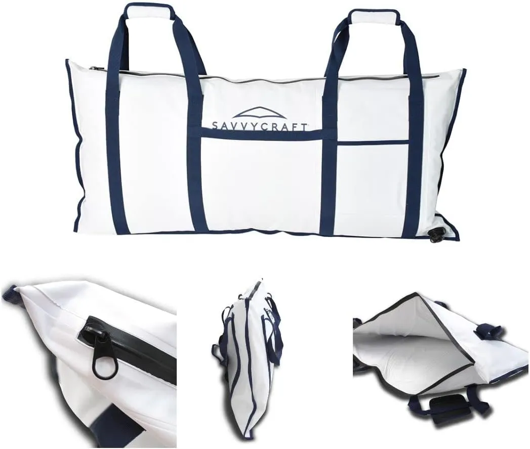 Savvycraft Soft Insulated Fishing Bag, Waterproof Leakproof Fish Storage Insulated Bag with Easy Grip Handles, White 40" L x 20" H