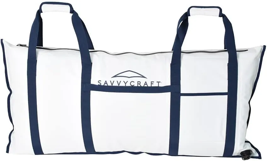 Savvycraft Soft Insulated Fishing Bag, Waterproof Leakproof Fish Storage Insulated Bag with Easy Grip Handles, White 40" L x 20" H