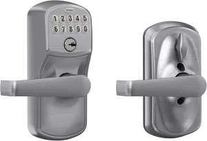 SCHLAGE Brushed Chrome FE595CS V PLY 626 ELA Plymouth Light Commercial Electronic Keypad Lock with Elan Lever(Satin Chrome)