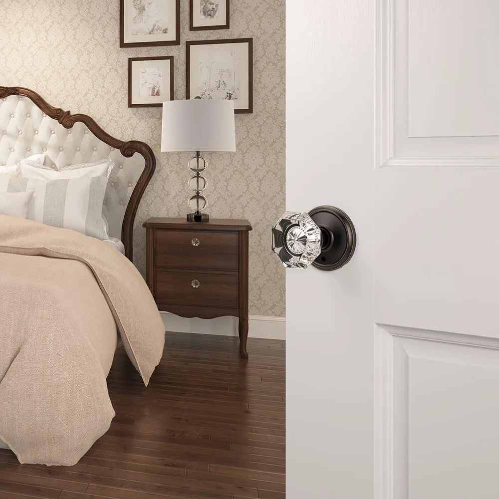Schlage Custom FC21 ALX 716 ALD Alexandria Glass Knob with Alden Trim Hall-Closet and Bed-Bath Lock, Aged Bronze