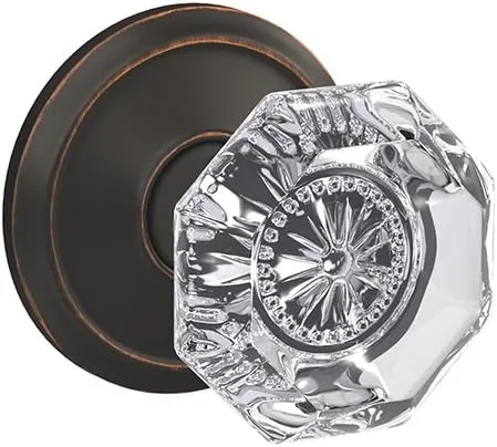 Schlage Custom FC21 ALX 716 ALD Alexandria Glass Knob with Alden Trim Hall-Closet and Bed-Bath Lock, Aged Bronze