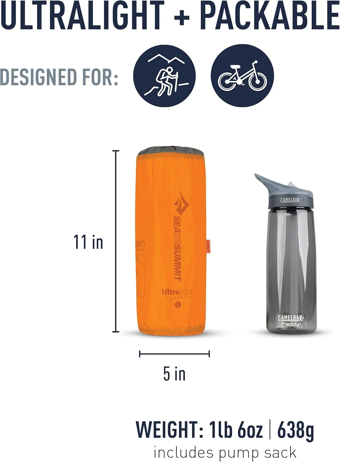Sea to Summit Ultralight Insulated Backpacking Sleeping Pad, Large (78 x 25 x 2 inches)