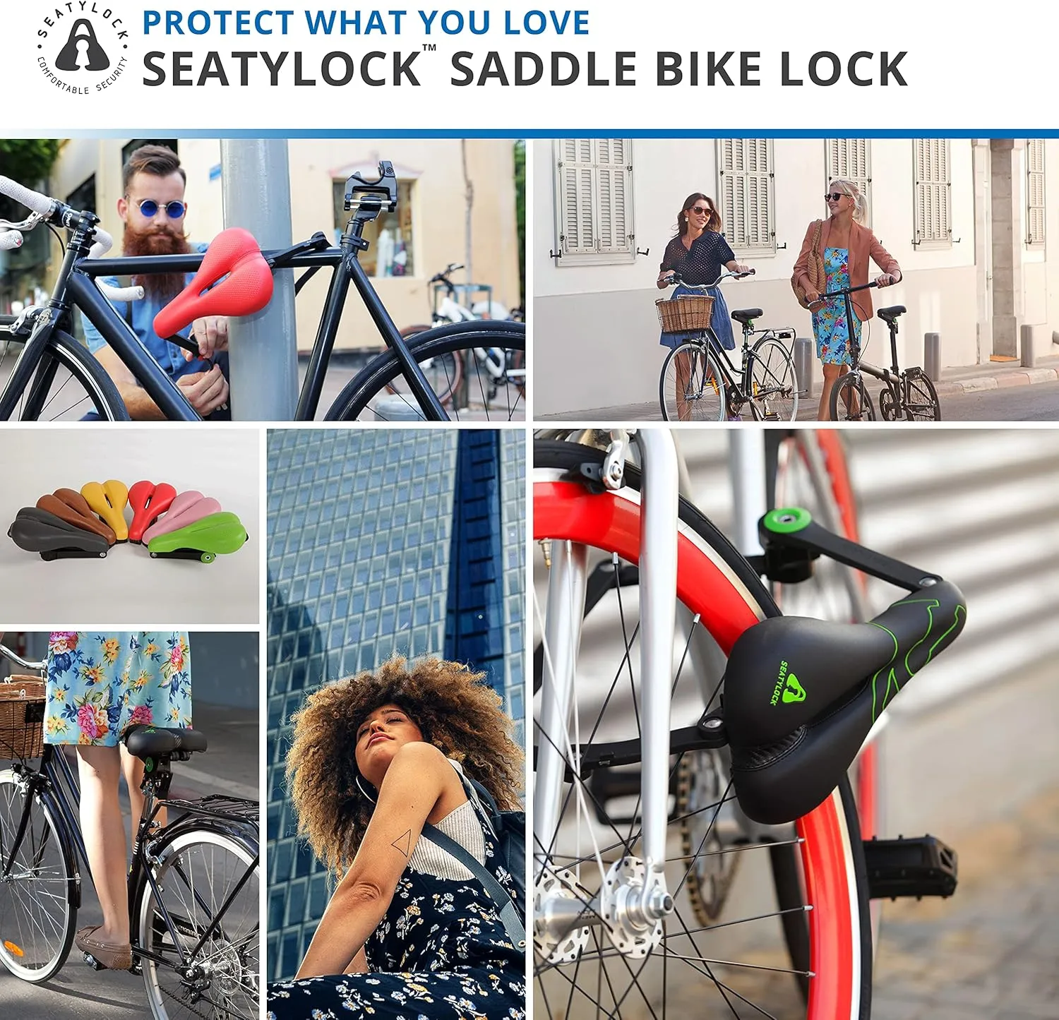 SeatyLock Hybrid Saddle Bike Lock - Multi Patent 2 in 1 Locking Bike Doubles As Seat or Bicycle Guard - Innovative Lightweight Anti Theft Bicycle Lock and Saddle with Keys