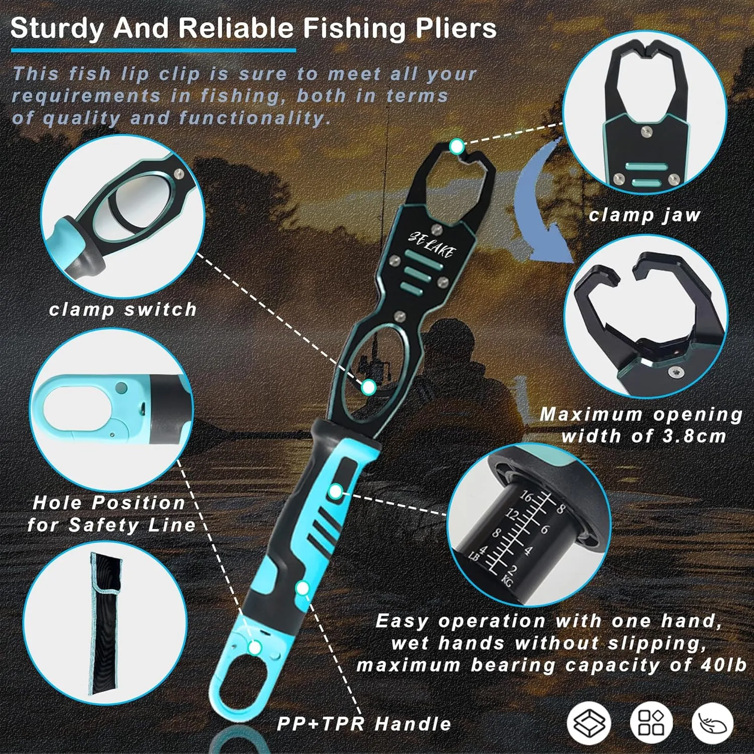 selake 7 PCS Fishing Tool Kit,Fishing Pliers,Fish Lip Grip Tool with Weight Scale,Super line Scissors,Fish Hook Remover,Complete Fishing Equipment or Fishing Gear - Best Gift for Men