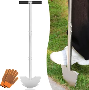 Serrated Edger Lawn Tool - Half Moon Shovel with Softer T-Handle, Lawn Edger for Yard, Garden, Landscaping, Sidewalk, Cable Burial - Ergonomic Design, Rust-Proof, 38 in