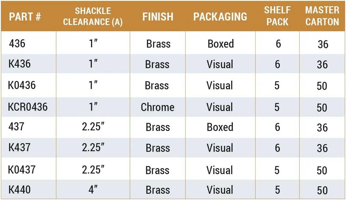 Sesamee K436 4 Dial Bottom Resettable Combination Brass Padlock with 1-Inch Hardened Steel Shackle and 10000 Potential Combinations