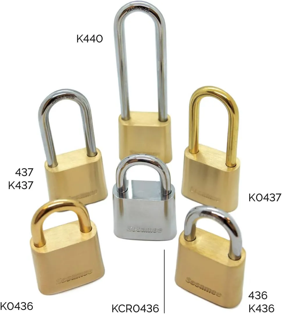 Sesamee K436 4 Dial Bottom Resettable Combination Brass Padlock with 1-Inch Hardened Steel Shackle and 10000 Potential Combinations