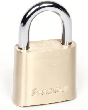 Sesamee K436 4 Dial Bottom Resettable Combination Brass Padlock with 1-Inch Hardened Steel Shackle and 10000 Potential Combinations