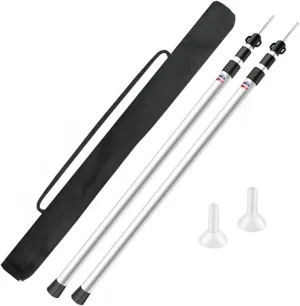 Set of 2 Waterproof Cloth Rod, 230CM Telescopic Aluminium Tent Tarp Poles Portable Beach Shelter Tarp Awning Pole Adjustable Telescoping with Rubber Cap for Camping