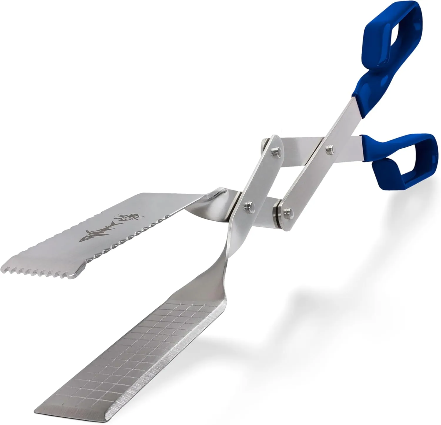 Shark BBQ Grill Tongs - 17 inch Blue. Professional kitchen and outdoor grilling utensil. Long reach Barbeque Grilling Tongs. Ideal for steak, fish, burger, and sausage