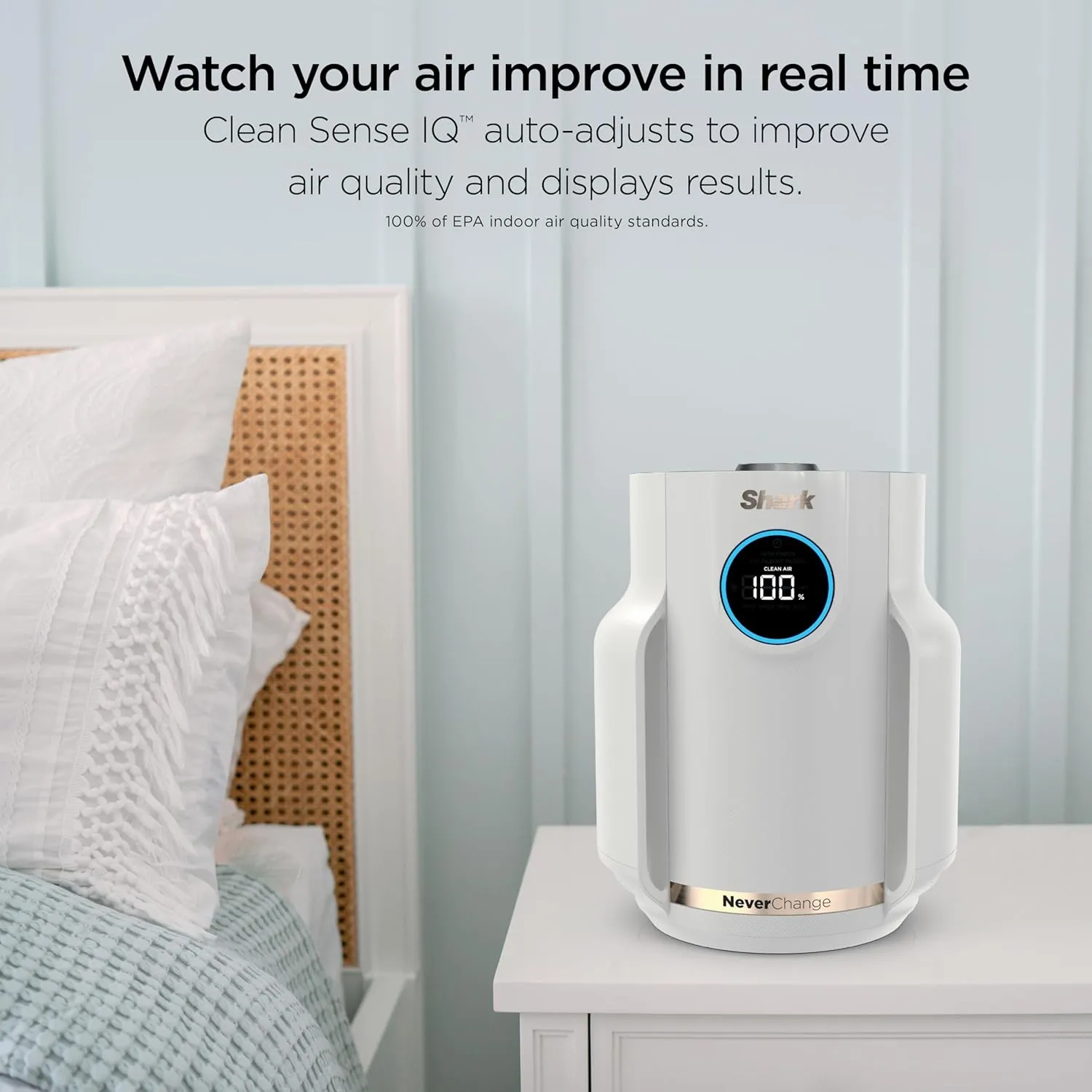 Shark NeverChange Air Purifier Compact Pro with Long-lasting HEPA Exceeding Filtration, Captures Pet Dander, Dust, Smoke, and Allergens, up to 250 sq. ft. for Bedroom, Home Office, Dorm, HP072GN