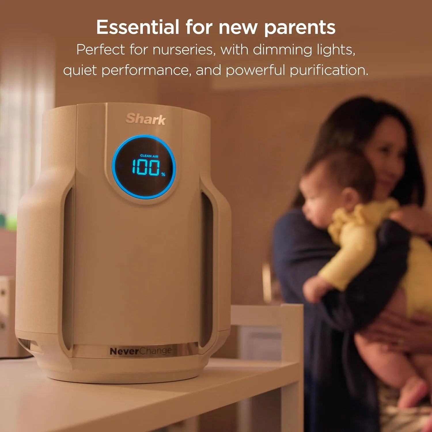Shark NeverChange Air Purifier Compact Pro with Long-lasting HEPA Exceeding Filtration, Captures Pet Dander, Dust, Smoke, and Allergens, up to 250 sq. ft. for Bedroom, Home Office, Dorm, HP072GN