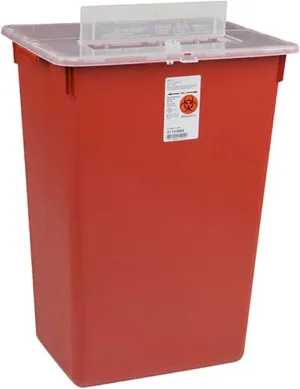 Sharps-A-Gator Covidien Multi-Purpose Sharps 10 Gallon Red Base Vertical Entry Lid, Qty: 1