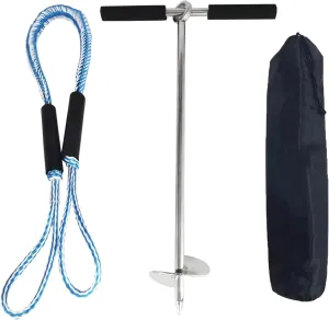 SHENGHUISS 18 inch Boat Sand Anchor Kit Marine Grade Stainless Steel 316 with Bungee Dock Line and Padded Bag,Ideal for Jet Ski,PWC,Floats,Pontoon,Kayak,Canoe Secures in Shallow Water, Beach, Sandbar