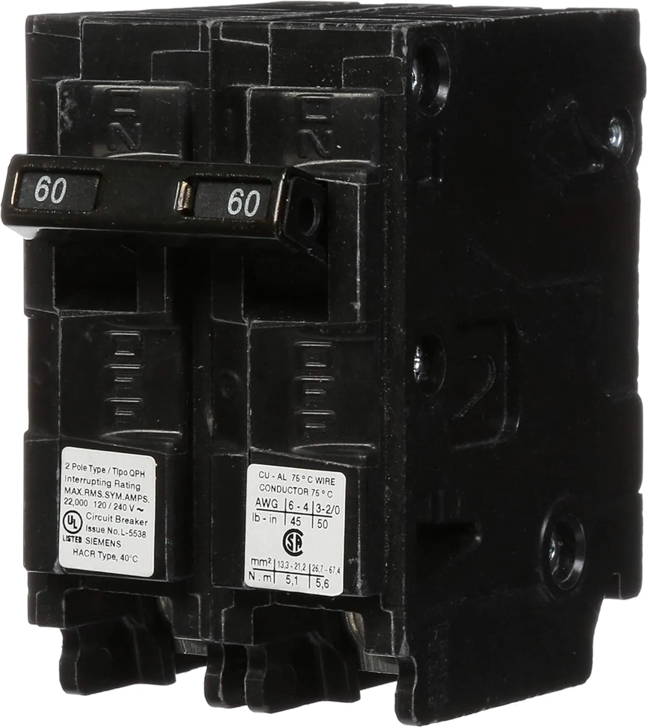 Siemens Q260H 60-Amp Double Pole 22kA Type QPH Circuit Breaker
