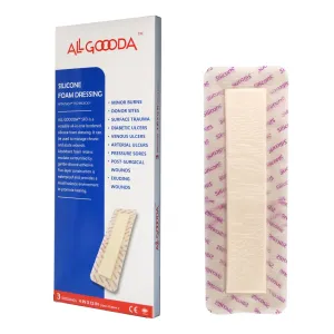 Silicone Foam Dressing 4”x12”[3 Pack] Post-Op Gentle Adhesive Border for Surgical Wound Care, Incision, Sacrum, Pressure Sore, Diabetic Ulcer, Extra Long Large Wound Bandage