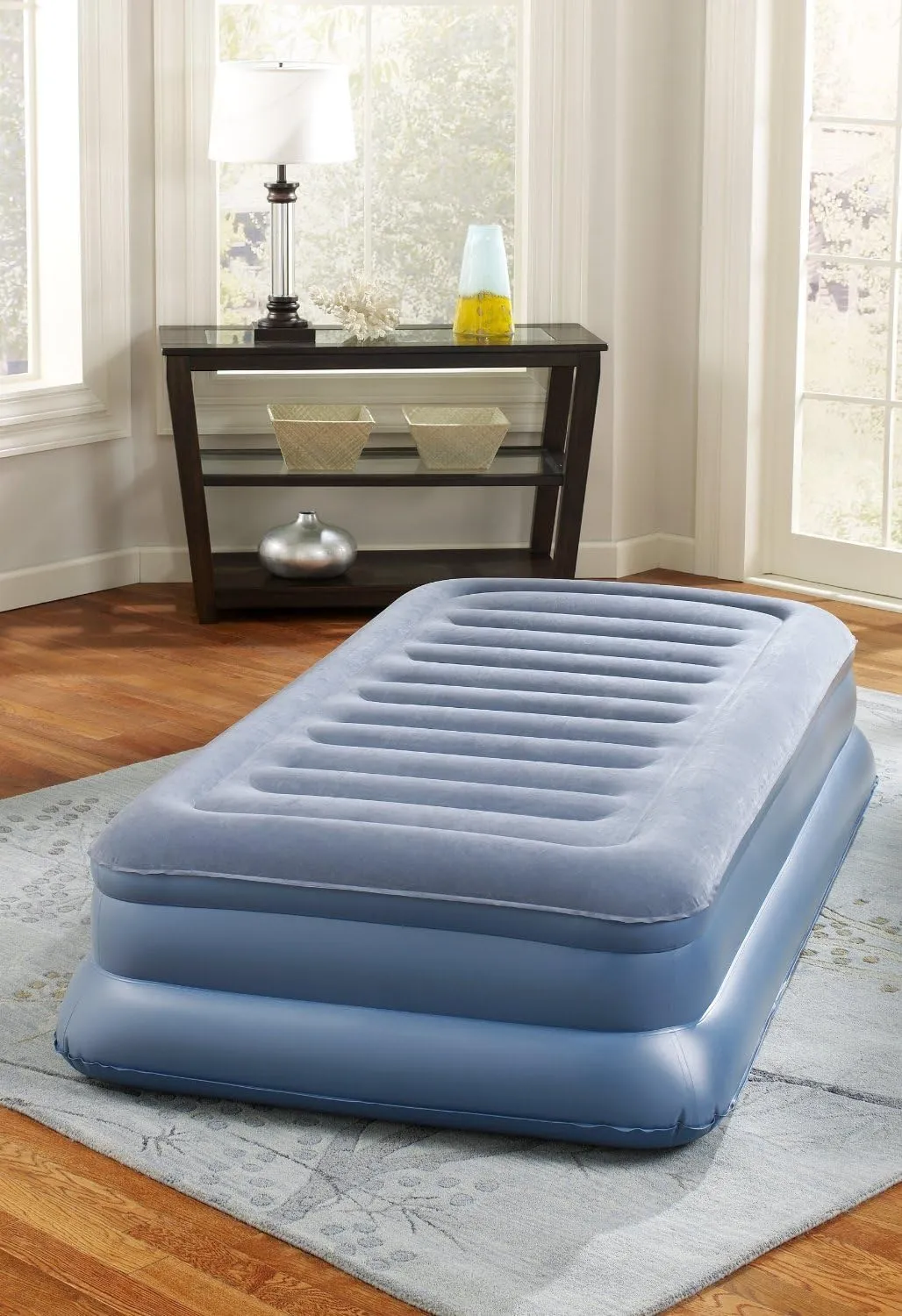 Simmons Beautyrest Sky Rise Pillow Top Inflatable Air Mattress: Raised-Profile Air Bed with External Pump, Queen