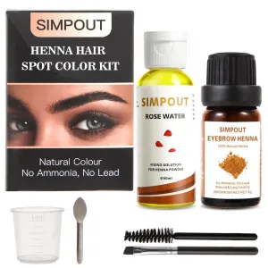 ​Simpout Henna Hair Powder with Rose Water - Natural Henna Hair Spot Color Kit, No Ammonia, No Lead, Water & Smudge Proof, Cover Grey Hair (Brownish Red)