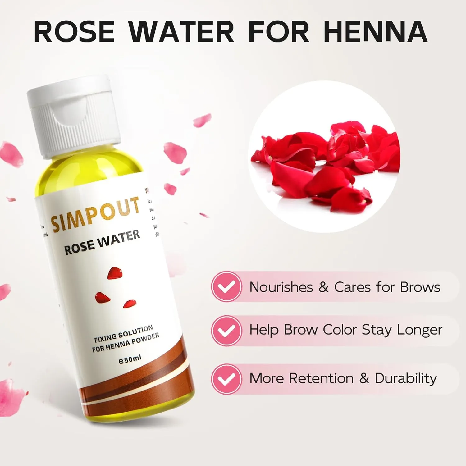 ​Simpout Henna Hair Powder with Rose Water - Natural Henna Hair Spot Color Kit, No Ammonia, No Lead, Water & Smudge Proof, Cover Grey Hair (Brownish Red)