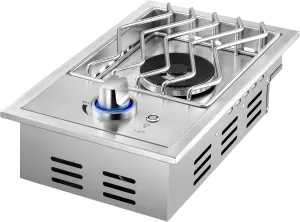 Single Grilling Side Burners for Outdoor Kitchen, 15,000BTU Liquid Propane Side Burner, Duty Heavy 304 Stainless Steel, Convertible to Natural Gas, Drop-in Side Burner for Outdoor BBQ Grill Island