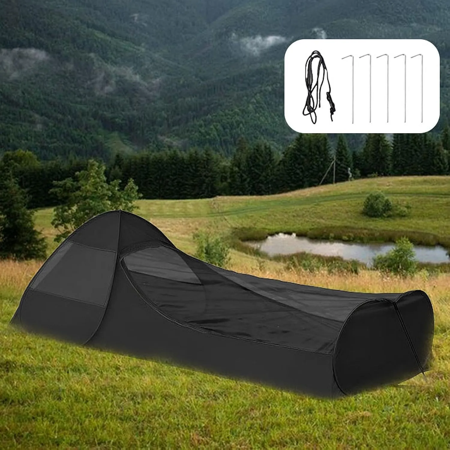 Single Occupant Bivy Tent Windproof Compact Design for Camping and Trekking