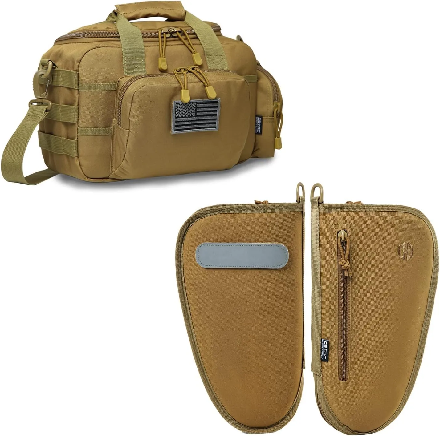 Single Padded Pistol Bag Large (Tan)   Range Bag Small for 2X Pistol (Tan), Lockable Zipper, Durable Material, Compact Design