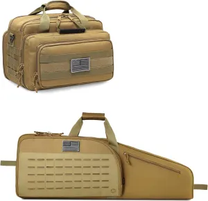 Single Rifle Bag 35" (Tan)   Range Bag Medium for 2~4 Pistol (Tan), Lockable Zipper, Durable Material, Compact Design