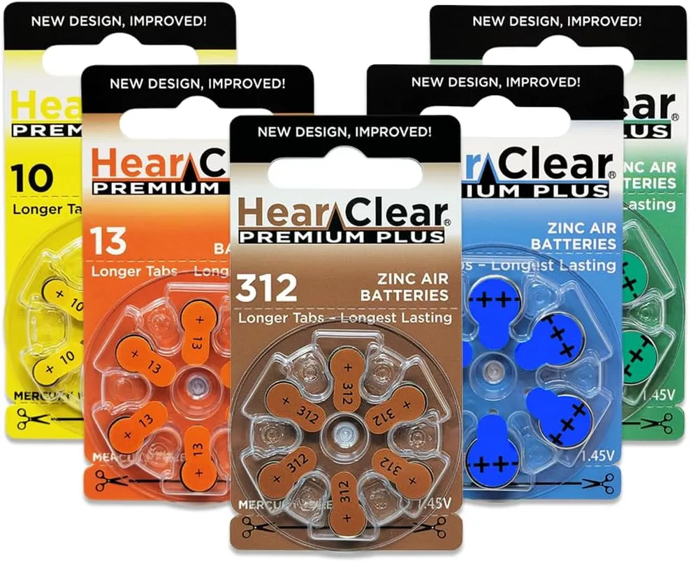 Size 312 PR41 1.45V Zinc Air Hearing Aid Batteries Brown Tab (60 Pack) [Child-Resistant Packaging]