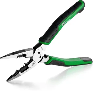 SK 8-Inch Multi-use Long Nose Pliers, Needle Nose Pliers, 7 IN 1, Premium CR-V Steel Construction, Ergonomic Anti-slip Handle for Comfortable Grip