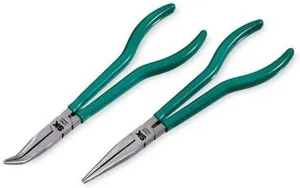 SK Tools USA 2 Piece Extra Long Needle Nose Pliers Set: 11" Straight & 11" 45 Degree Angled Tip | 17832