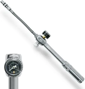 SKS GERMANY MSP Dämpferpumpe (Mountain Suspension Pump), Luftpumpe Fahrrad (Fahrradpumpe mit abschraubbarem Stahlflexschlauch, Druck max.: 20 bar / 290 PSI, Ventilanschluss: AV), Silber, 10 x 3 x 3 cm