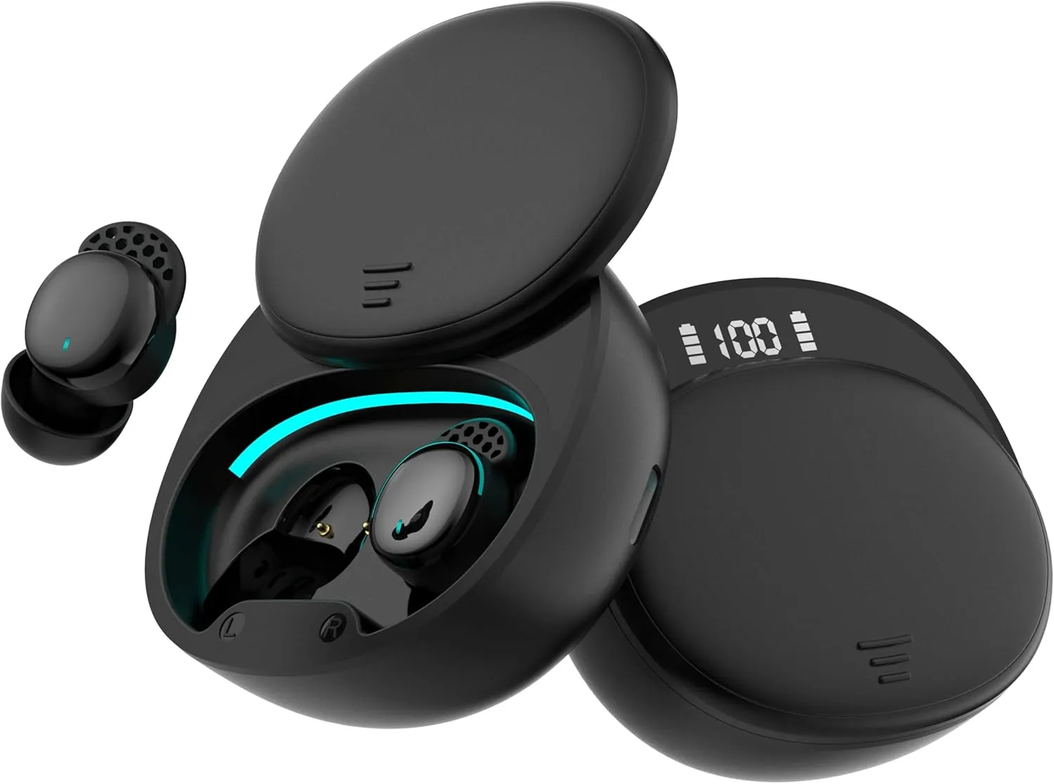 Sleep Earbuds for Side Sleepers Wireless Earbuds Comfortable Noise Blocking LED Power Display Music Sleep Dual Mode for Sleeping Working Hiking (Black)