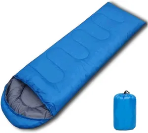 Sleeping Bag Compact Sleeping Bag Ultralight Envelope 3 Season Sleeping Bags with Compression Sack for Camping Hiking Travelling Lightweight (Color : Blue)