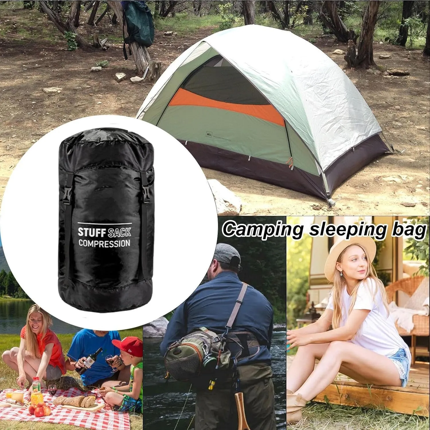 Sleeping Bag Compression Sack,Waterproof Compression Dry Bag - Reusable Hiking Supplies, Quick-Dry Storage Pack for Travel Packing