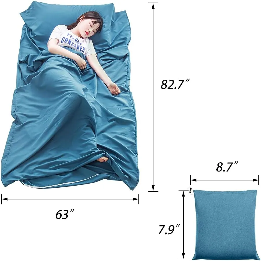 Sleeping Bag Liner Lightweight Compact Sleeping Bag Sack Portable Clean Travel Sheet Camping Sleep Sheet for Backpacking Hotel Hiking