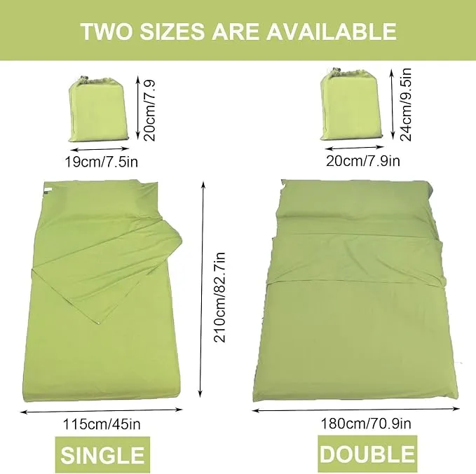 Sleeping Bag Liner Portable Travel Camping Sheets Lightweight and Compact Sleeping Sack Sheets for Adults Comfortable Liners for Traveling Hotel Camping Picnic Hostels Backpacking