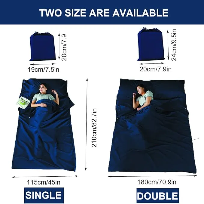 Sleeping Bag Liner Portable Travel Camping Sheets Lightweight and Compact Sleeping Sack Sheets for Adults Comfortable Liners for Traveling Hotel Camping Picnic Hostels Backpacking