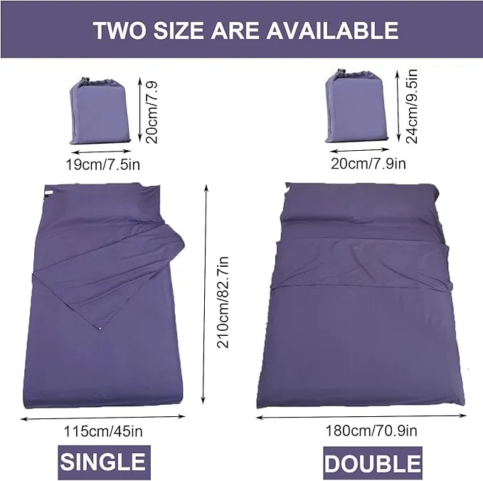 Sleeping Bag Liner Portable Travel Camping Sheets Lightweight and Compact Sleeping Sack Sheets for Adults Comfortable Liners for Traveling Hotel Camping Picnic Hostels Backpacking