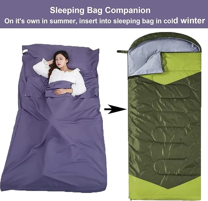 Sleeping Bag Liner Portable Travel Camping Sheets Lightweight and Compact Sleeping Sack Sheets for Adults Comfortable Liners for Traveling Hotel Camping Picnic Hostels Backpacking