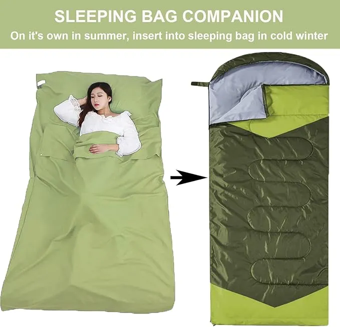 Sleeping Bag Liner Portable Travel Camping Sheets Lightweight and Compact Sleeping Sack Sheets for Adults Comfortable Liners for Traveling Hotel Camping Picnic Hostels Backpacking