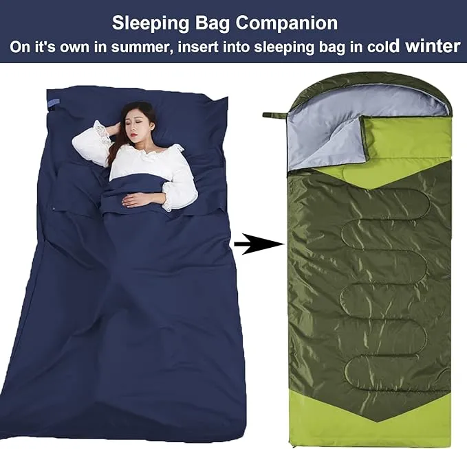 Sleeping Bag Liner Portable Travel Camping Sheets Lightweight and Compact Sleeping Sack Sheets for Adults Comfortable Liners for Traveling Hotel Camping Picnic Hostels Backpacking