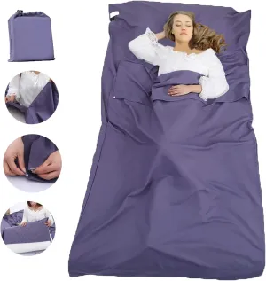 Sleeping Bag Liner Portable Travel Sleeping Sack Sheets Lightweight and Compact Camping Sheets for Adults Comfortable Liners for Traveling Hotel Camping Picnic Hostels Backpacking