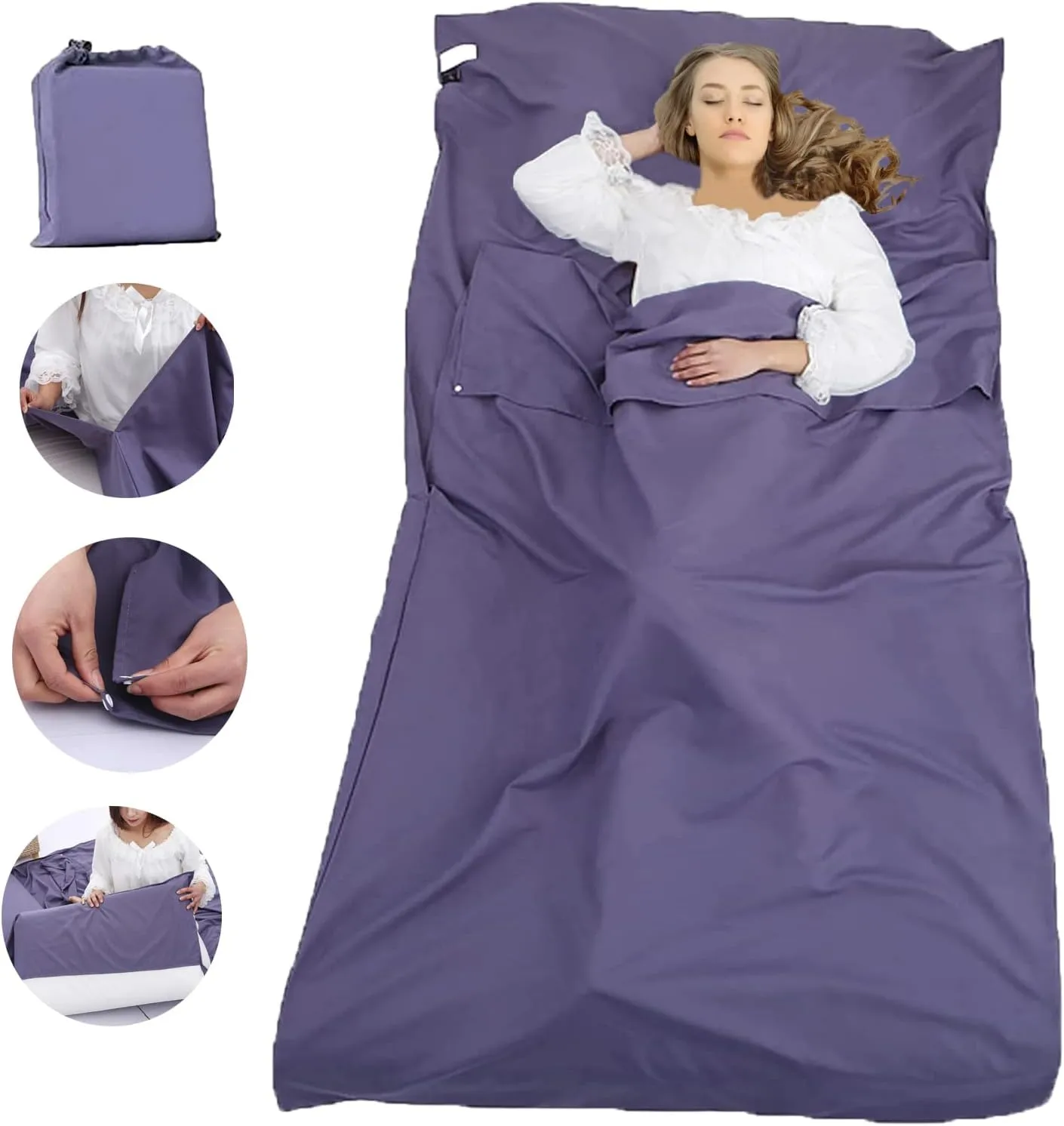 Sleeping Bag Liner Portable Travel Sleeping Sack Sheets Lightweight and Compact Camping Sheets for Adults Comfortable Liners for Traveling Hotel Camping Picnic Hostels Backpacking