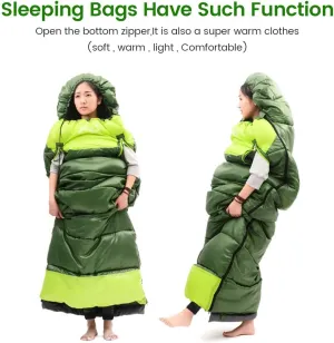Sleeping Bag Wearable Lightweight Waterproof Sleeping Bags with Zippered Holes for Arms and Feet, Sleeping Bag for Adults, Women, Man, Kids, Camping, Hiking, Backpacking, Traveling - 2.98lbs,Green